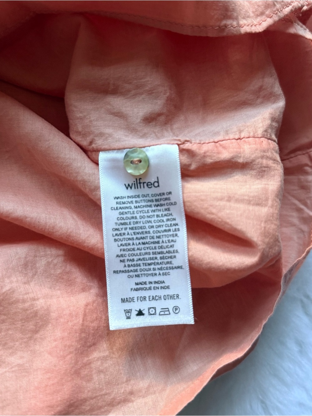 Wilfred by Aritzia "La Boheme" Elia mini babydoll dress in peach orange - Picture 6 of 10